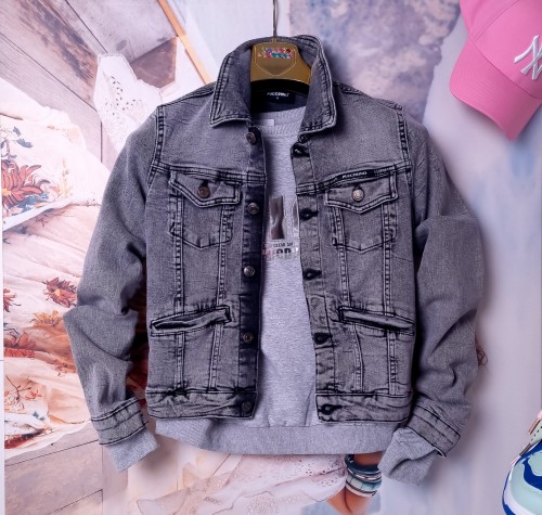 PUCCIHINO - SZARA JEANSOWA KURTKA Z PRZETARCIAMI 