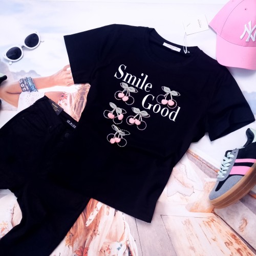 CZARNA BLUZKA - WISIEŃKI - CYRKONIE