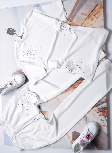 MINT - BIAŁY DRES ZDOBIONY CYRKONIAMI