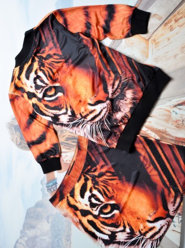 ZANARDI - KOMPLET W MOTYWIE TYGRYSA - BLUZA - SPÓDNICA