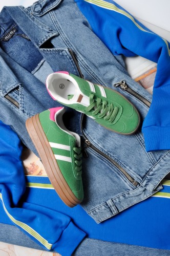 ZIELONE SNEAKERSY Z PASKAMI