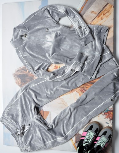 EZE - WELUROWY SZARY DRES