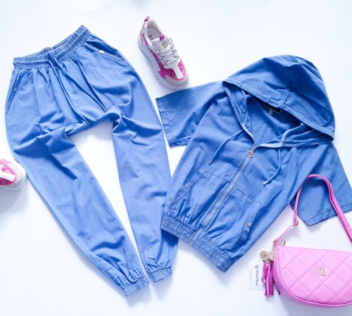 ZANARDI - NIEBIESKI BAWEŁNIANY DRES  