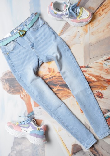 M.SARA - JEANSOWE RURKI - BŁĘKITNE - PRZECIERANE W SERDUSZKA