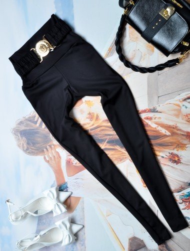 LA DIVA - CZARNE LEGGINSY Z OZDOBNYM PASKIEM