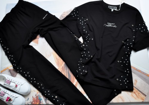 ZANARDI - CZARNY DRES Z KORONKĄ + CYRKONIE