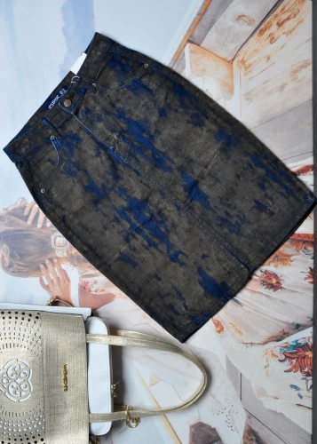 IT'S BASIC - JEANSOWA SPÓDNICA - BRĄZOWO-GRANATOWA