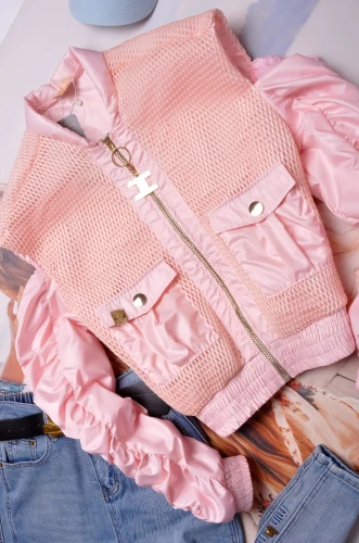 LA DIVA - RÓŻOWA KURTKA BOMBERKA - WYCIĘTE RAMIONA