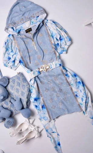 CHARLIZE FASHION - SUKIENKA - JEANS - KWIATY - CYRKONIE