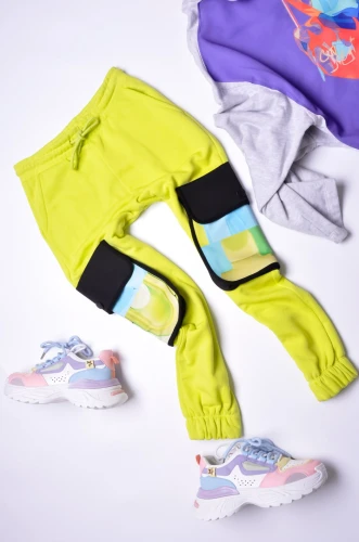 DQMANE - LIMONKOWE SPODNIE Z KIESZENIAMI PO BOKACH