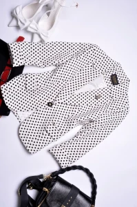 SASIN - BIAŁA  MARYNARKA W CZARNE KROPKI