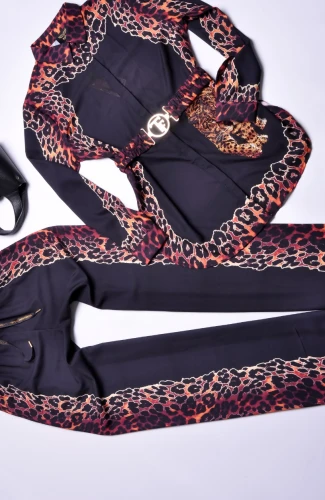 T.A.T.U -  CZARNY KOSZULOWY KOMPLET Z PANTERĄ 