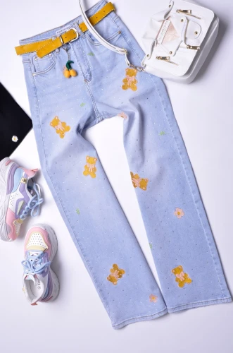 M.SARA - JEANSY - WIDE LEG - CYRKONIE - MISIE - PASEK