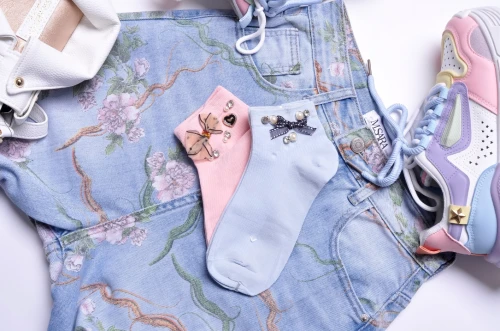 SKARPETKI BŁĘKITNE - KOKARDKA - PEREŁKI