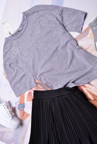 MINT - POPIELATA PRZECIERANA BLUZKA Z CYRKONIAMI