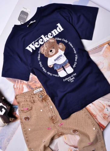 MINT - GRANATOWA BLUZKA - MISIU - BŁYSZCZĄCE NICIE