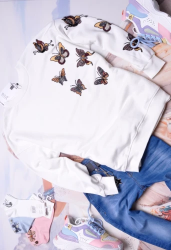 MINT - BIAŁA BLUZA  - MOTYLKI