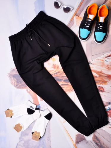 MINT - CZARNE SPODNIE ZE ŚCIĄGACZAMI