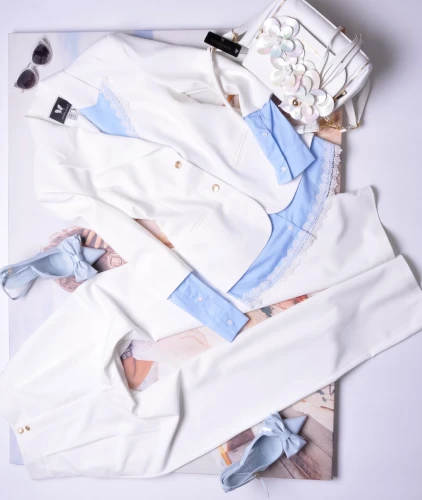 ZANARDI - ELEGANCKI KOMPLET ECRU - KOSZULOWE WSTAWKI