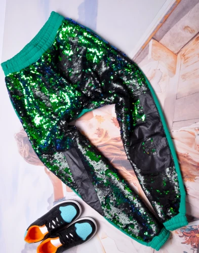 DQMANE - ZIELONE SPODNIE - CEKINY