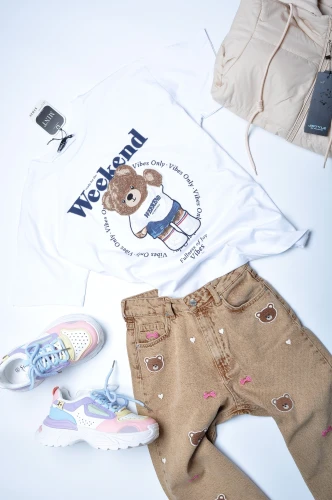 MINT - BIAŁA BLUZKA - MISIU - BŁYSZCZĄCE NICI