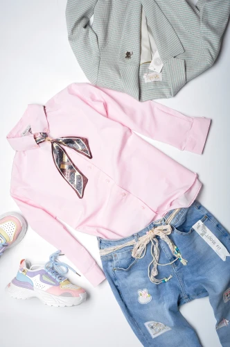 MINT - RÓŻOWA KOSZULA Z FULAREM