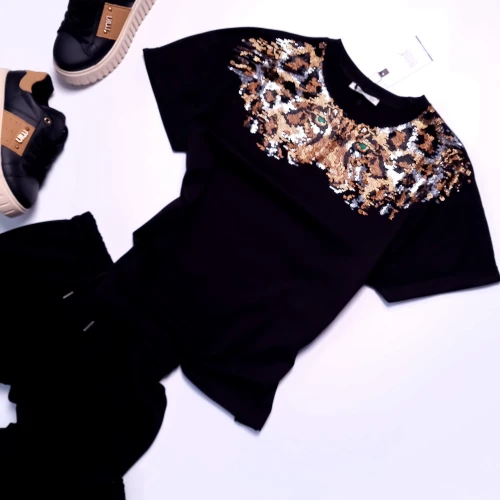 MINT - CZARNA BLUZKA - CYRKONIOWA PANTERA