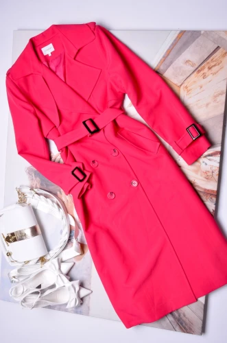 DI'SHE - KLASYCZNY TRENCZ W KOLORZE FUKSJI