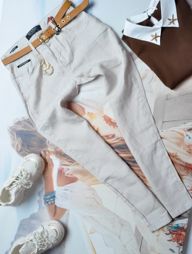 PUCCIHINO BEŻOWE SPODNIE - 100% LEN + PASEK