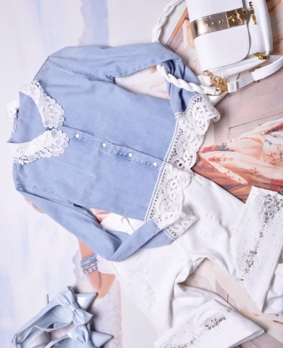 IT'S BASIC - JEANSOWA KOSZULA - HAFTOWANE WSTAWKI