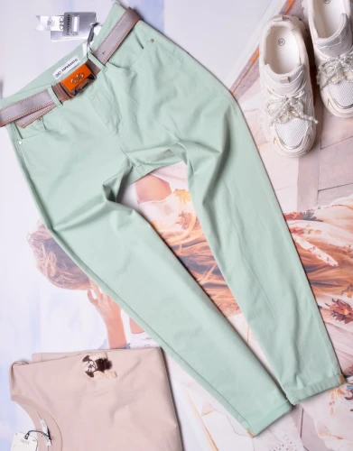 ESPARANTO ZIELONE SPODNIE Z PROSTĄ NOGAWKĄ + PASEK