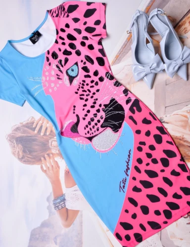 T.A.T.U - DOPASOWANA SUKIENKA Z RÓŻOWĄ PANTERĄ + CYRKONIE 