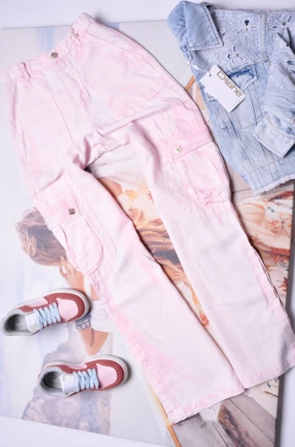 DI'SHE - ZWIEWNE RÓŻOWE SPODNIE CARGO