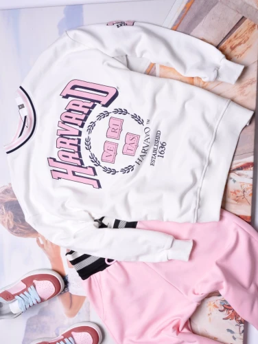 MINT - BIAŁA DŁUŻSZA BLUZA  -HARVARD