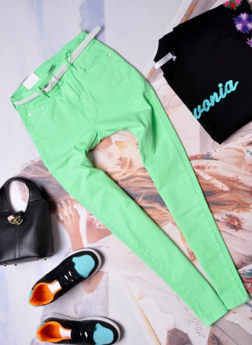 M.SARA - SPODNIE ZIELONE + PASEK