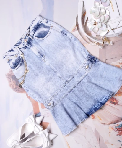 DI'SHE - JEANSOWA SPÓDNICA - DOŁEM ROZKLOSZOWANA