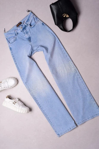 ESPARANTO - JEANSOWE SPODNIE Z CYRKONIAMI - WIDE LEG