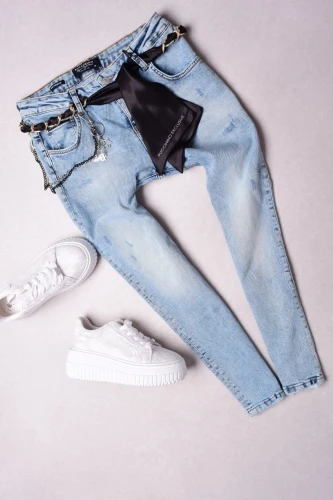 PUCCIHINO - JASNE PRZECIERANE JEANSY - BOYFRIEND 