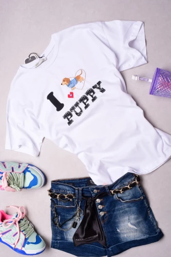 MINT - BIAŁA BLUZKA - I LOVE PUPPY - JAMNIK  