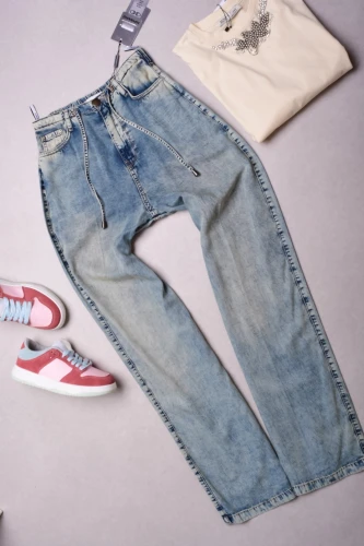 ESPARANTO UNIKATOWE SPODNIE Z SZEROKĄ NOGAWKĄ - CIENKI JEANS