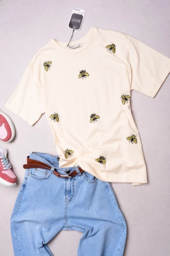 MINT - BANANOWA BLUZKA - MUCHY - CYRKONIE