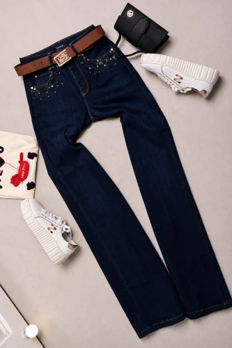 DI'SHE - GRANATOWE SPODNIE WIDE LEG