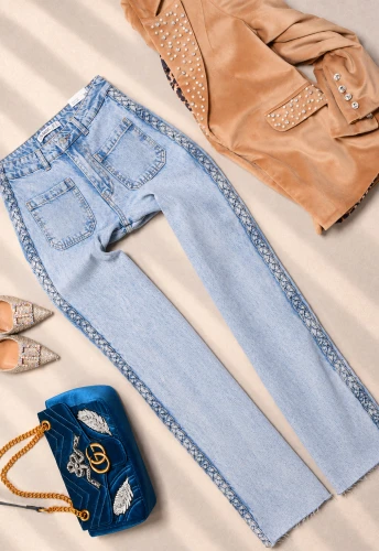 IT'S BASIC - JEANSOWE SPODNIE LOOSE FIT Z WARKOCZOWYM LAMPASEM