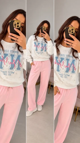 MINT - KRÓTKA BIAŁA BLUZA - NIEBIESKIE NAPISY I CYRKONIE