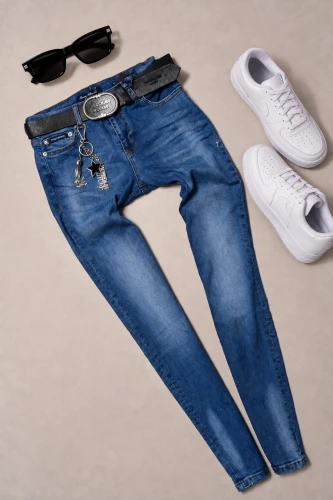 PUCCIHINO - NIEBIESKIE JEANSY SLIM FIT + PRZYWIESZKI