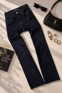 IT'S BASIC - GRANATOWE JEANSY - FLARE 