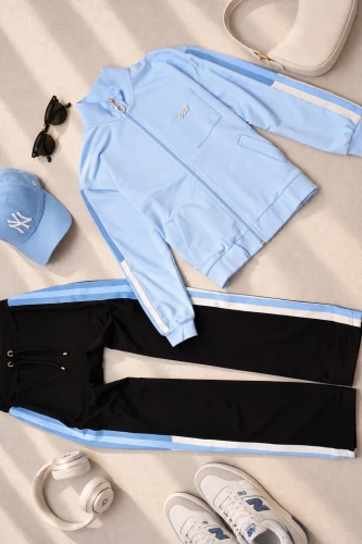 EZE - NIEBIESKO - CZARNY DRES Z LAMPASAMI 