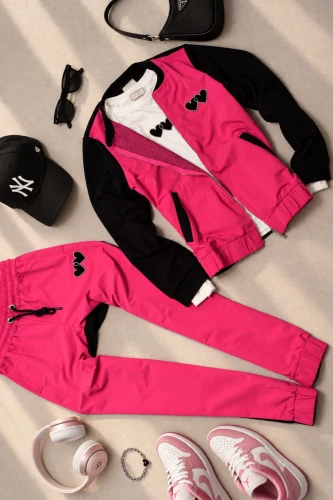 SOGO - KOMPLET 3w1 - CZERŃ I MAGENTA - DRES I BLUZKA