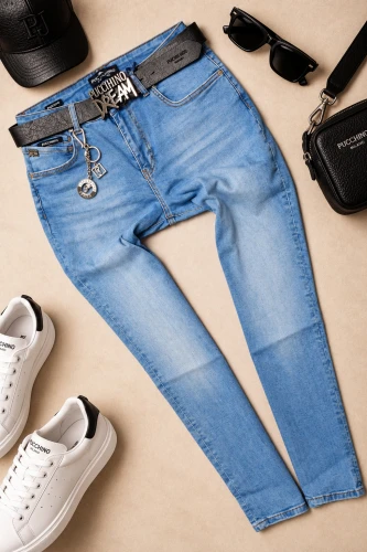PUCCIHINO - NIEBIESKIE JEANSY BOYFRIEND Z PRZETARCIAMI - DREAM